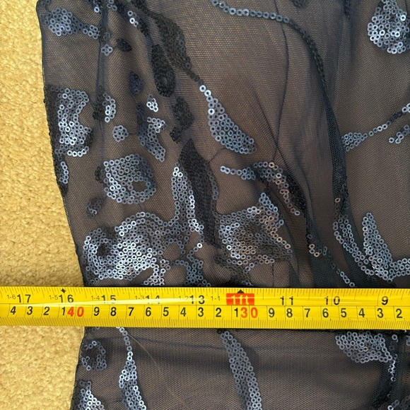 RENE RUIZ COLLECTION Navy Floral Sequin Fit-&-Flare Gown Off Shoulder Strapless - Picture 9 of 10